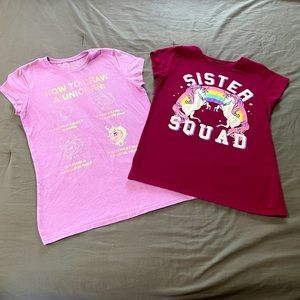 The children’s place bundle of girls unicorn tshirts sz 10/12